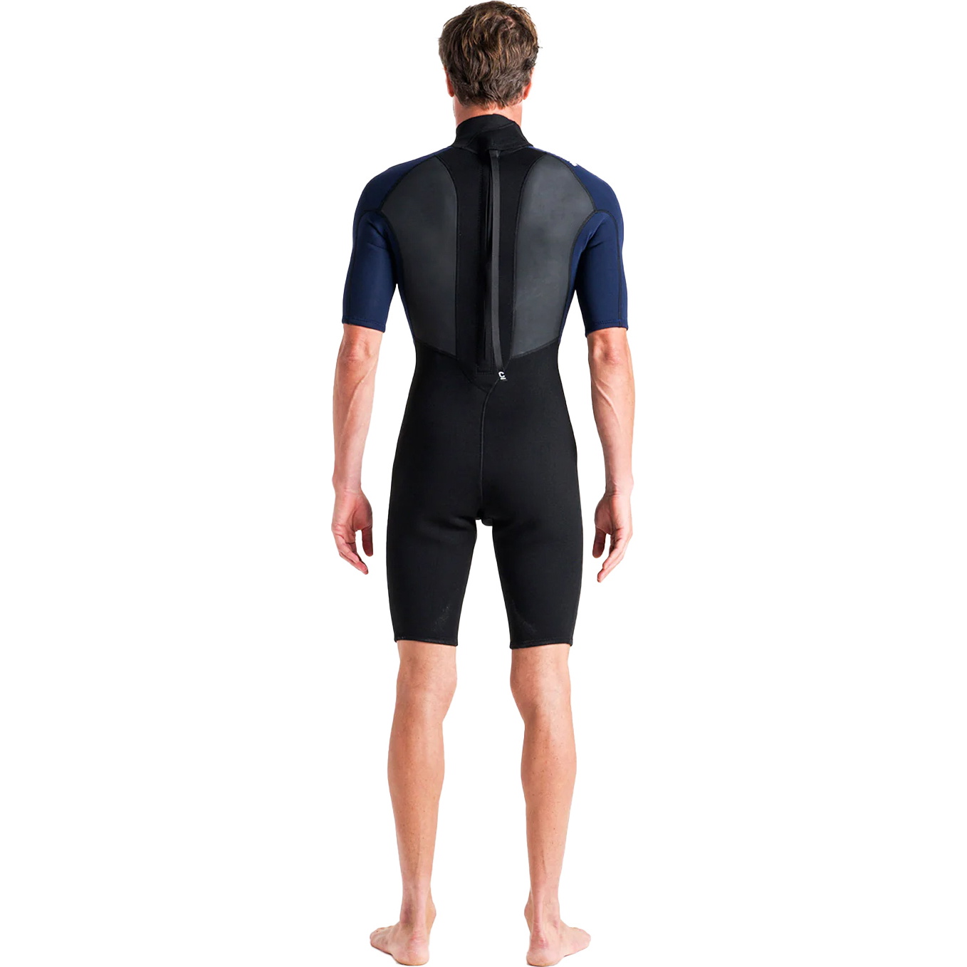 2026 C-Skins Mens Element 2 3/2mm Back Zip Shorty Wetsuit C-EL32SHM - Black / Slate / Cyan